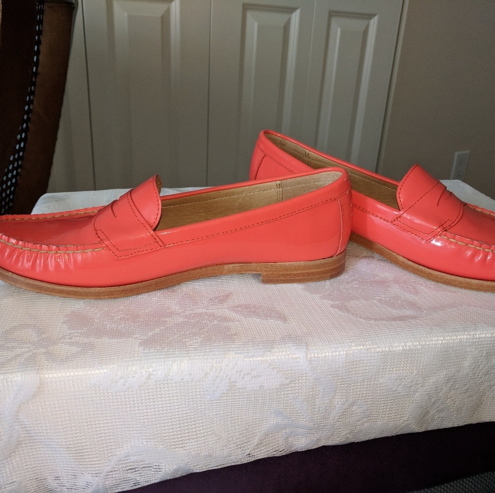Eastland Coral-Orange Patent Penny Loafers